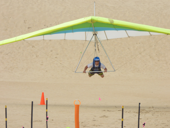 Coming in for a landing at the 2014 Hang Gliding Spectacular