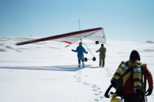 Hang gliding in the snow