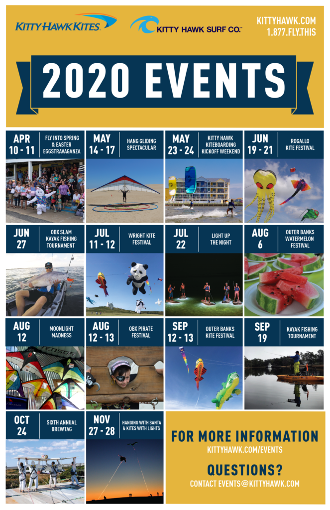 Kitty Hawk Kites Outer Banks event calendar for year 2020.