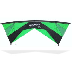 A black and green Revolution stunt kite