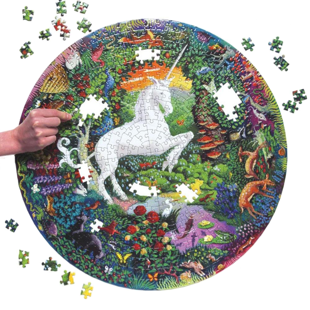 Round unicorn jigsaw puzzle