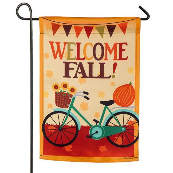 welcome fall bicycle garden flag