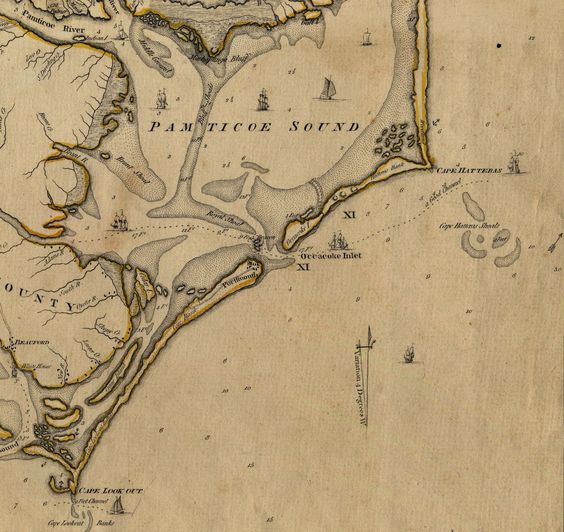 Antique map of the outer banks