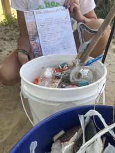 Trash Collected by Kitty Hawk Kites and the Surfrider Foundation for a beach cleanup